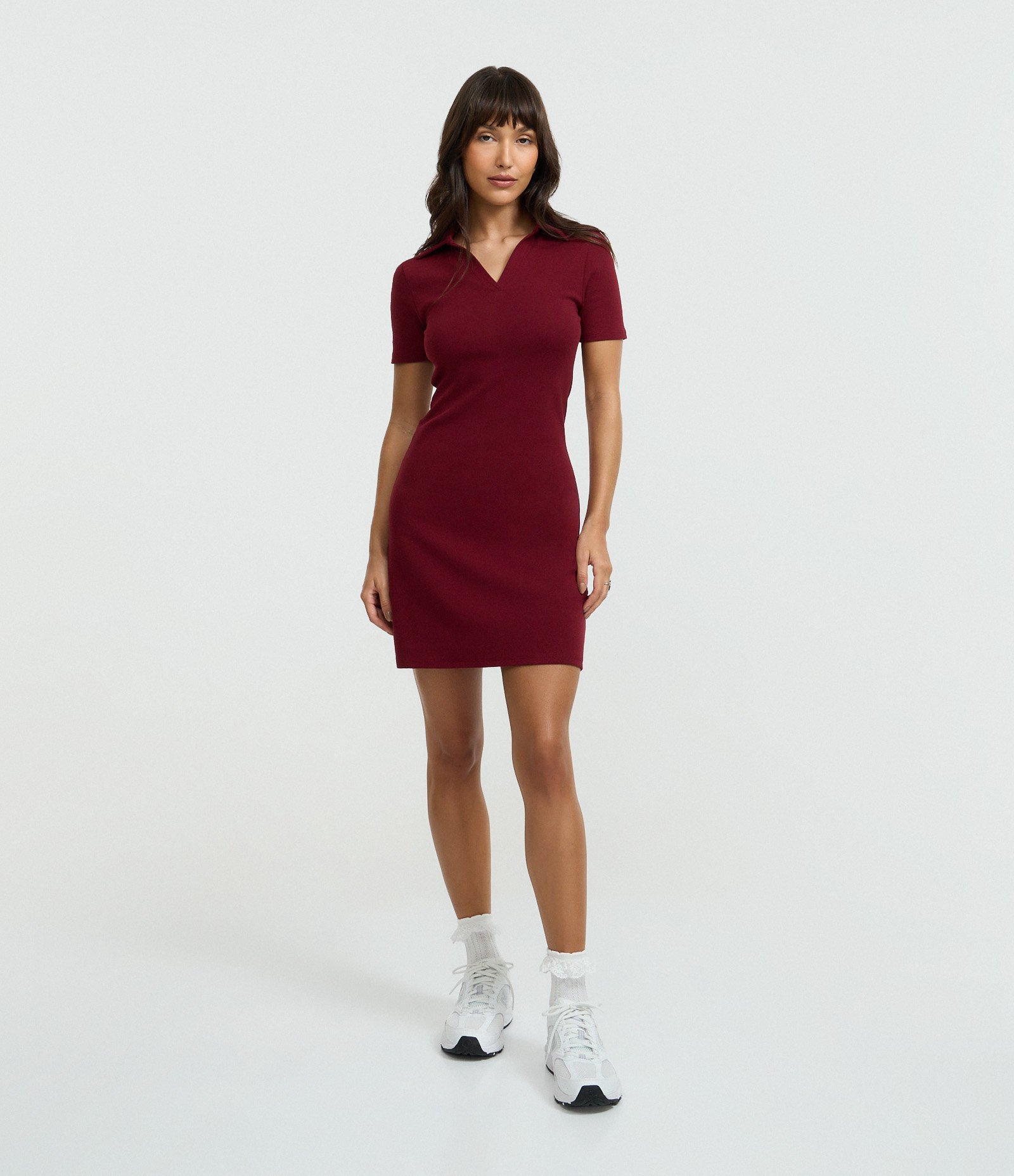 Vestido em Ribana com Gola Polo Vermelho 2