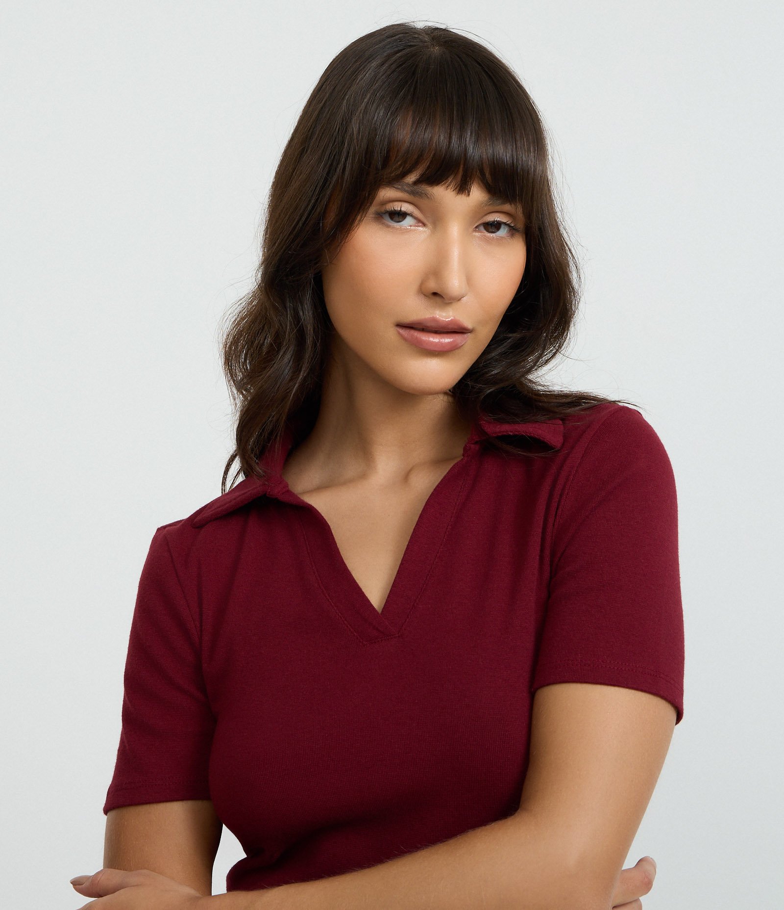 Vestido em Ribana com Gola Polo Vermelho 5