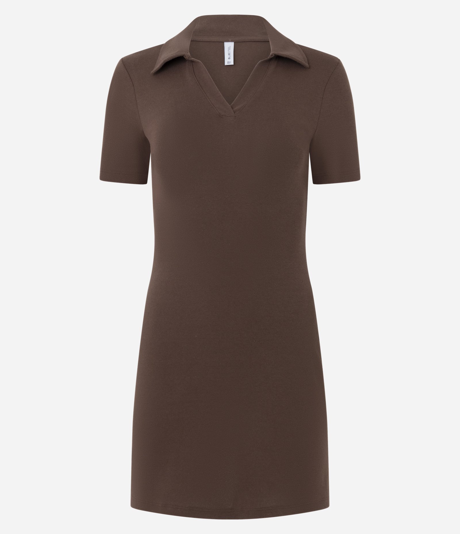 Vestido em Ribana com Gola Polo Marrom 1