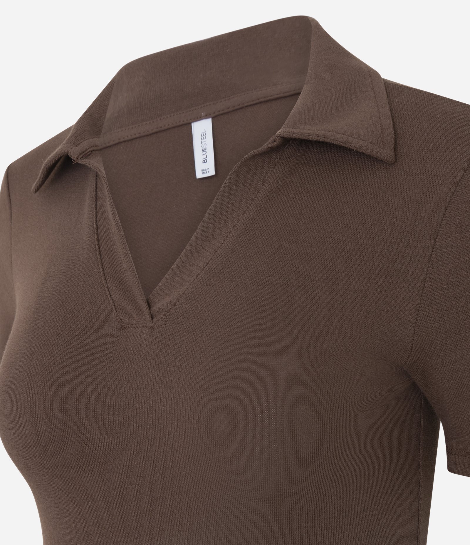 Vestido em Ribana com Gola Polo Marrom 2