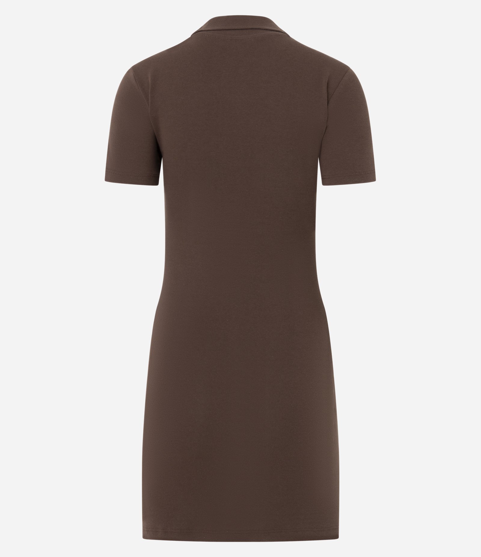 Vestido em Ribana com Gola Polo Marrom 3