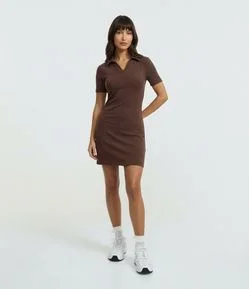 Vestido em Ribana com Gola Polo