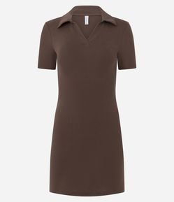 Vestido em Ribana com Gola Polo