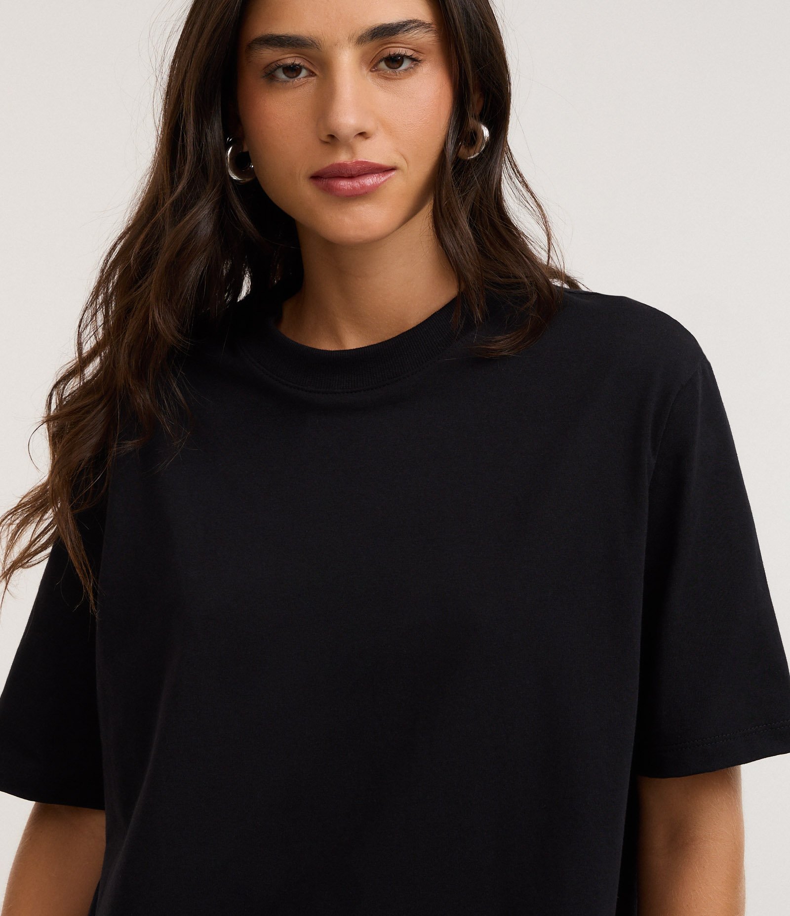 Camiseta Oversized em Algodão com Manga Curta Preto 3