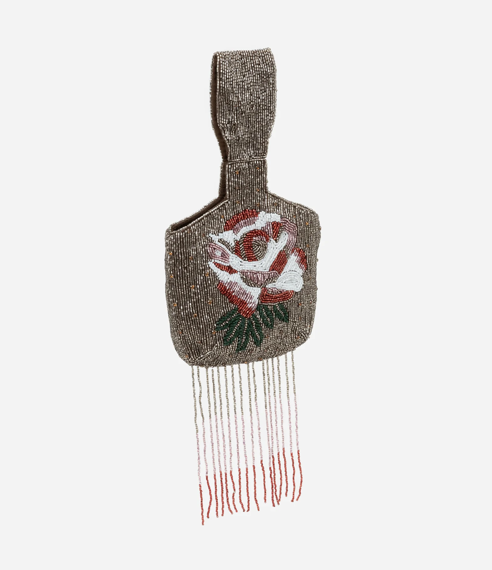 Bolsa de Mão Média com Strass e Franjas Marrom 1