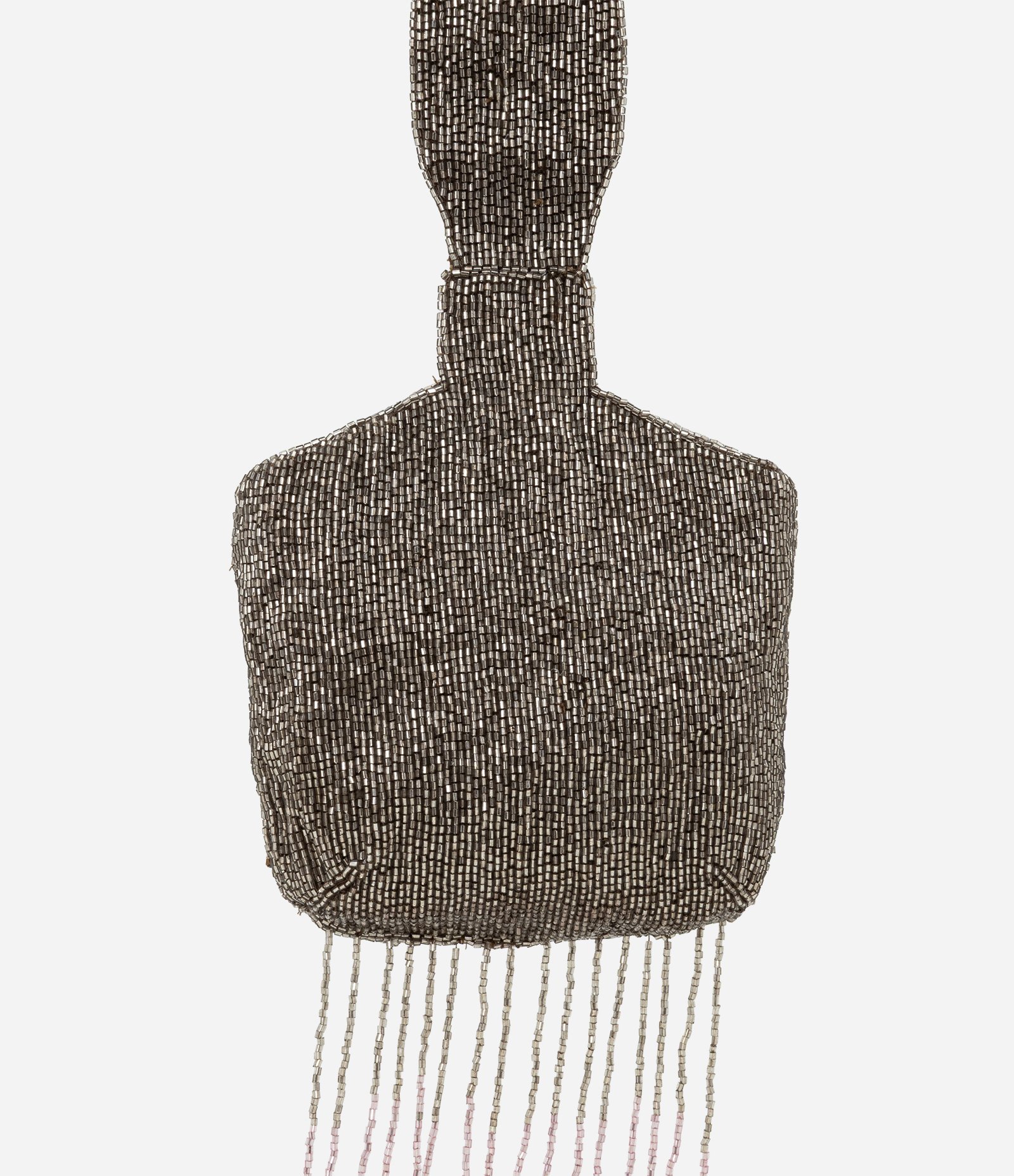 Bolsa de Mão Média com Strass e Franjas Marrom 3