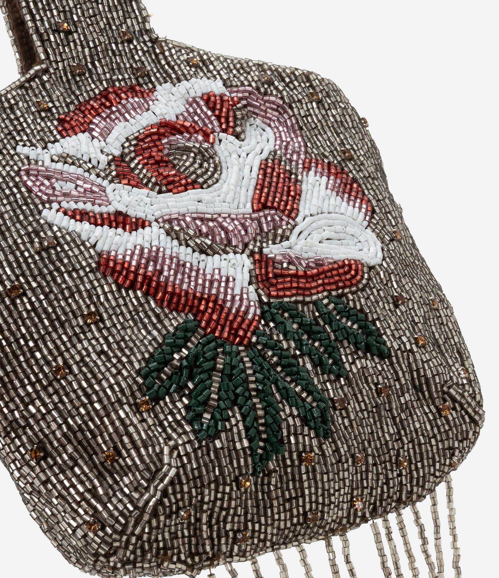 Bolsa de Mão Média com Strass e Franjas Marrom 5