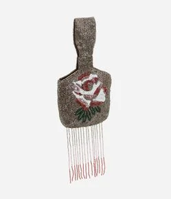 Bolsa de Mão Média com Strass e Franjas