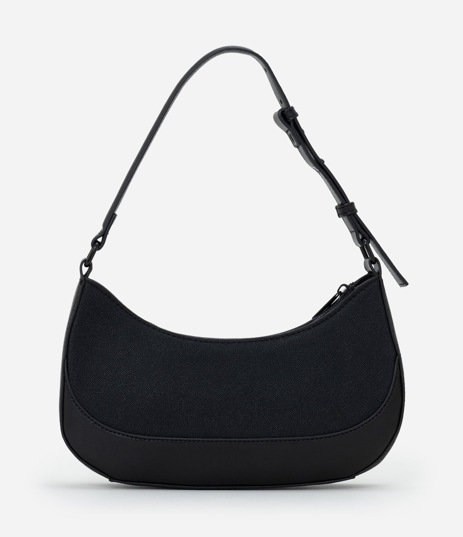 Bolsa Baguete Pequena em PU Texturizado com Alça Ajustável Preto 3