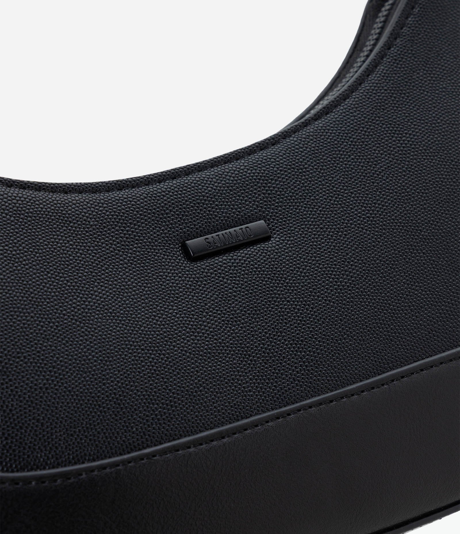 Bolsa Baguete Pequena em PU Texturizado com Alça Ajustável Preto 4