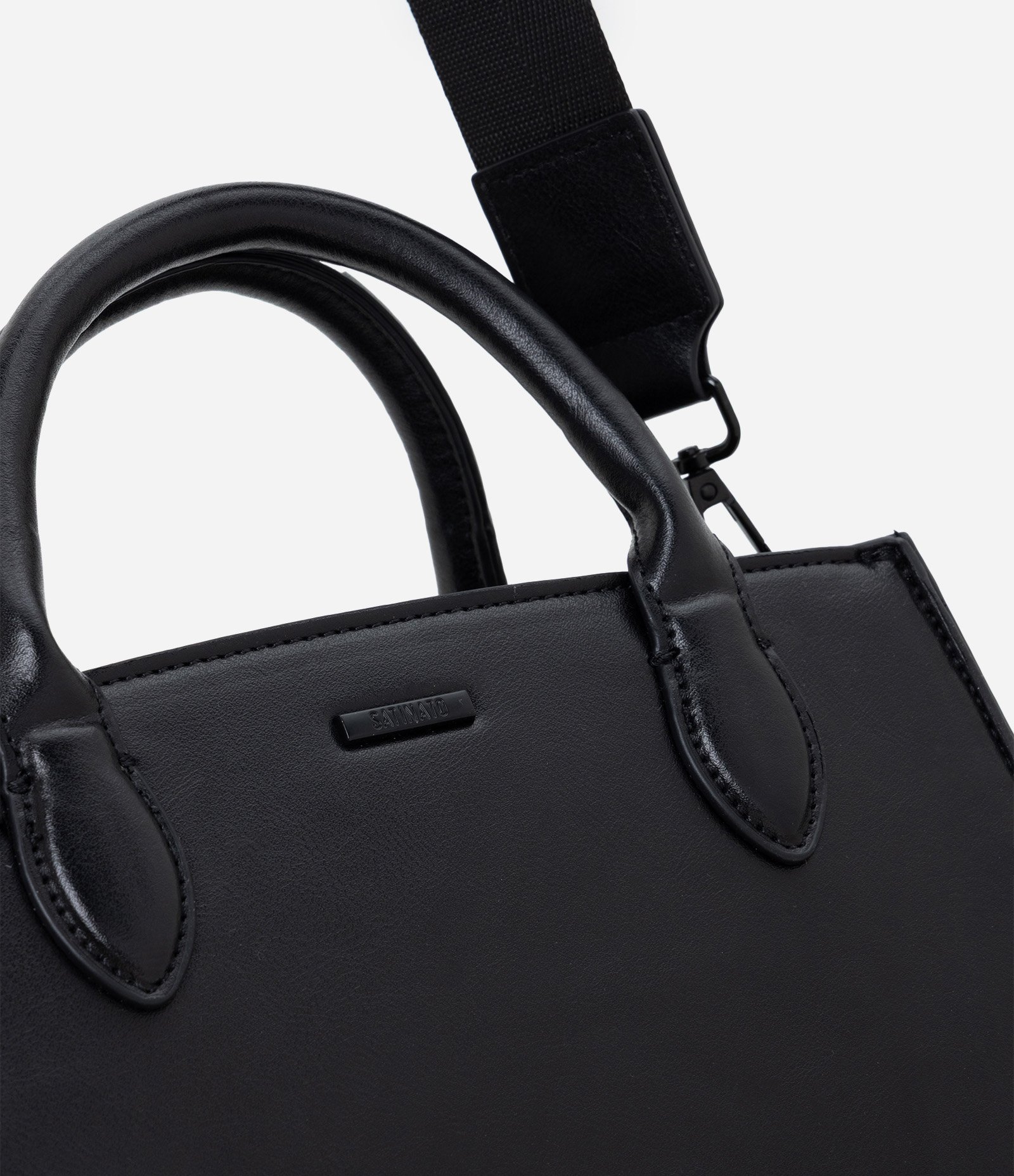 Bolsa Satchel Média em PU com Alça Removível Preto 4
