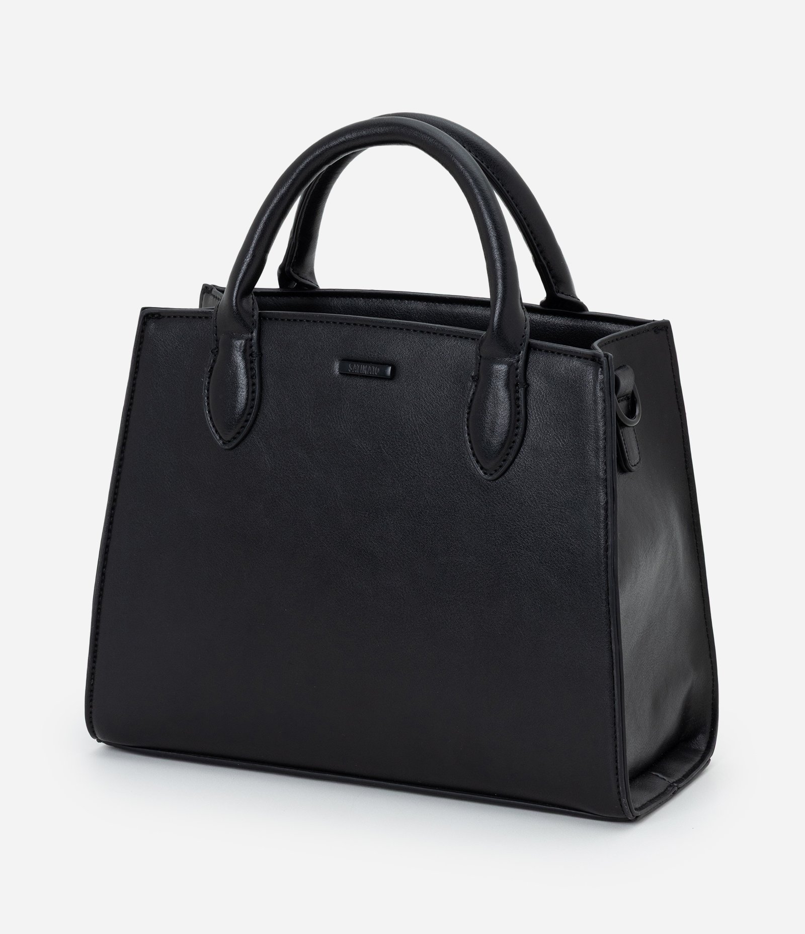 Bolsa Satchel Média em PU com Alça Removível Preto 5