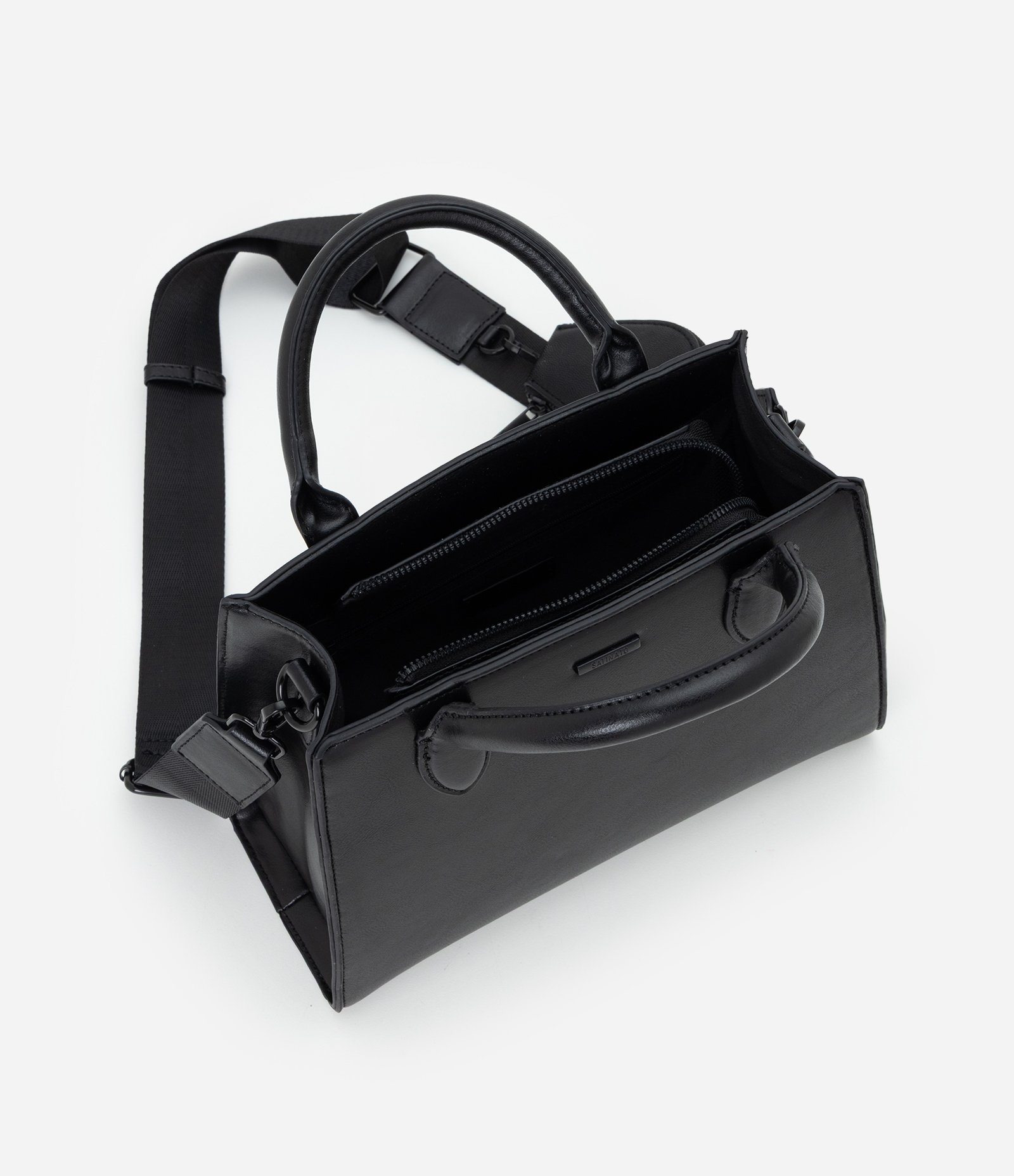 Bolsa Satchel Média em PU com Alça Removível Preto 6