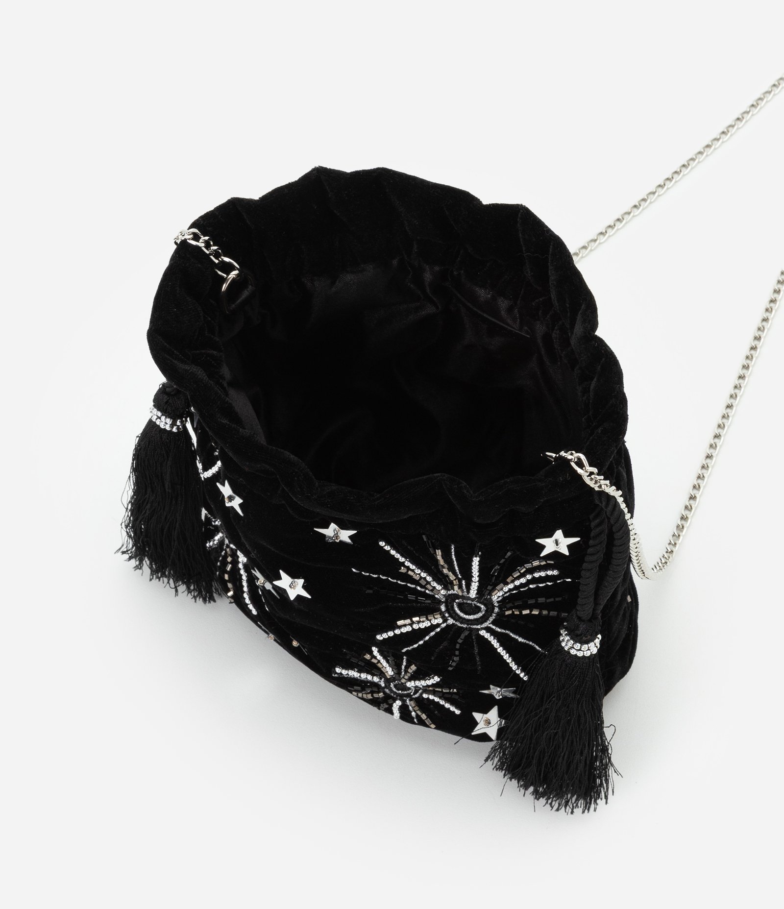 Bolsa Transversal Pequena com Aplicações de Brilho Preto 5