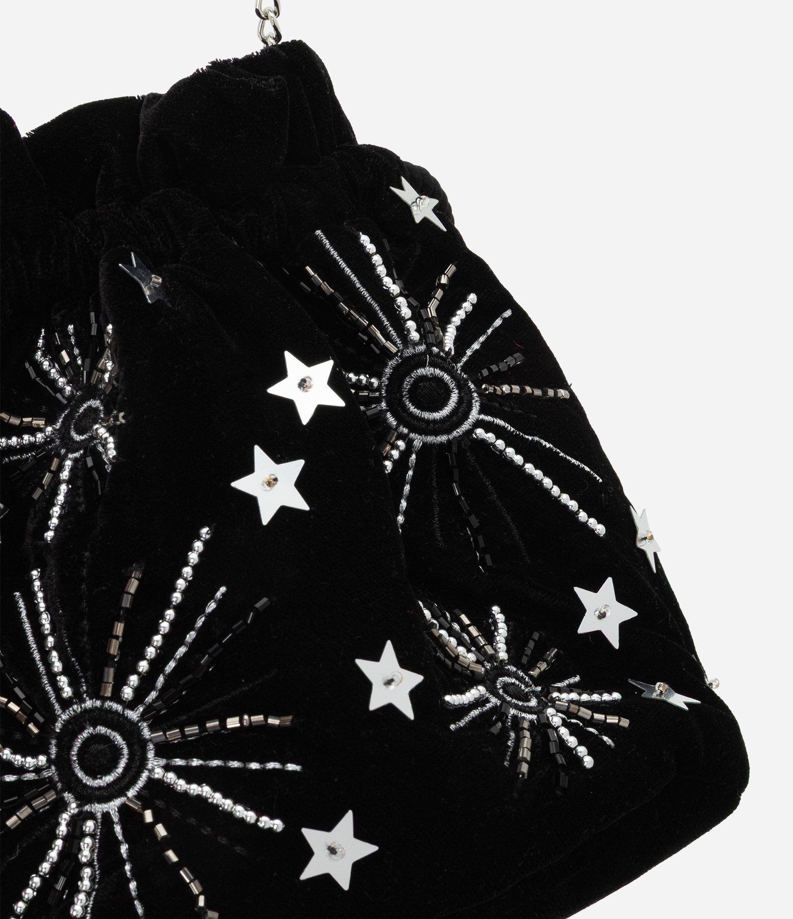 Bolsa Transversal Pequena com Aplicações de Brilho Preto 6