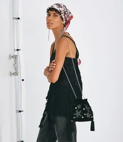 Bolsa Transversal Pequena com Aplicações de Brilho