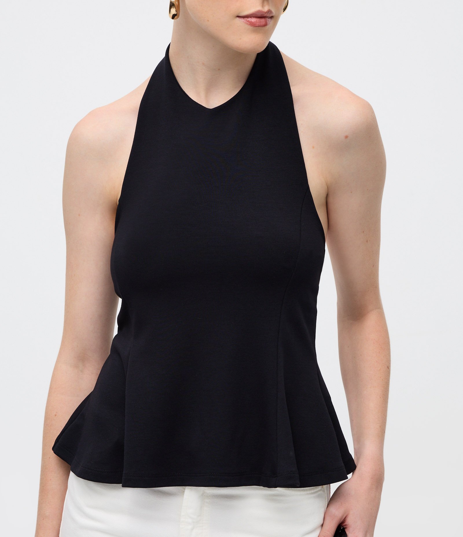 Blusa Frente Única e Peplum em Ponto Roma Preto 3