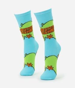 Meia Cano Alto em Algodão com Estampa Divertida  Scooby Doo Mistery Machine