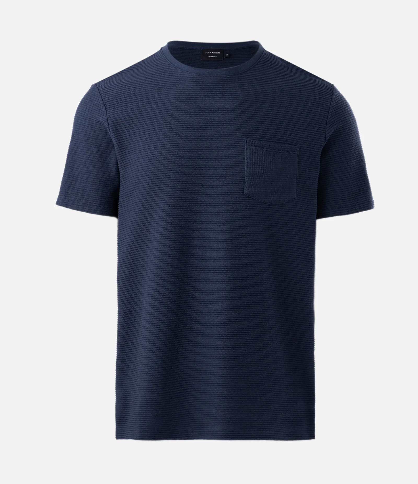 Camiseta Texturizada em Algodão com Bolso Azul 1