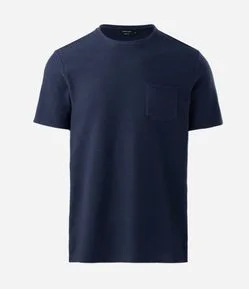 Camiseta Texturizada em Algodão com Bolso