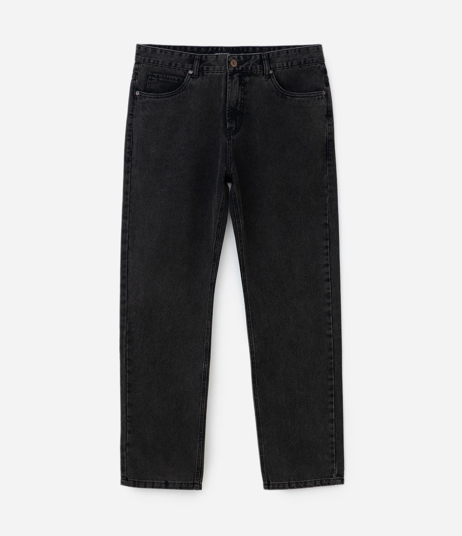 Calça Reta em Jeans Estonado Preto 6