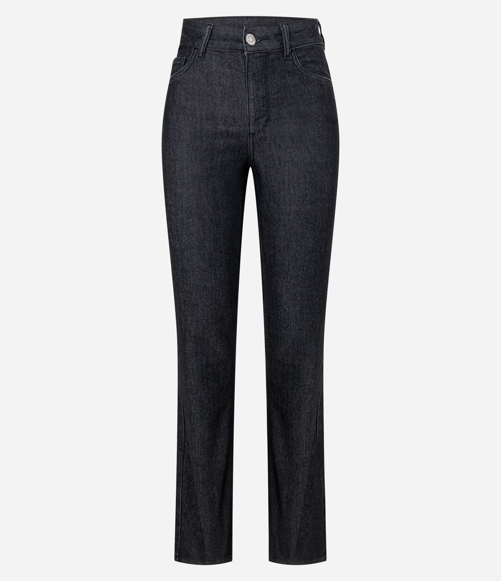 Calça Reta em Jeans com Elastano e Cintura Alta Preto 5