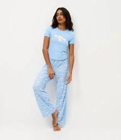 Pijama Manga Curta em Ribana com Cinnamoroll Estampado