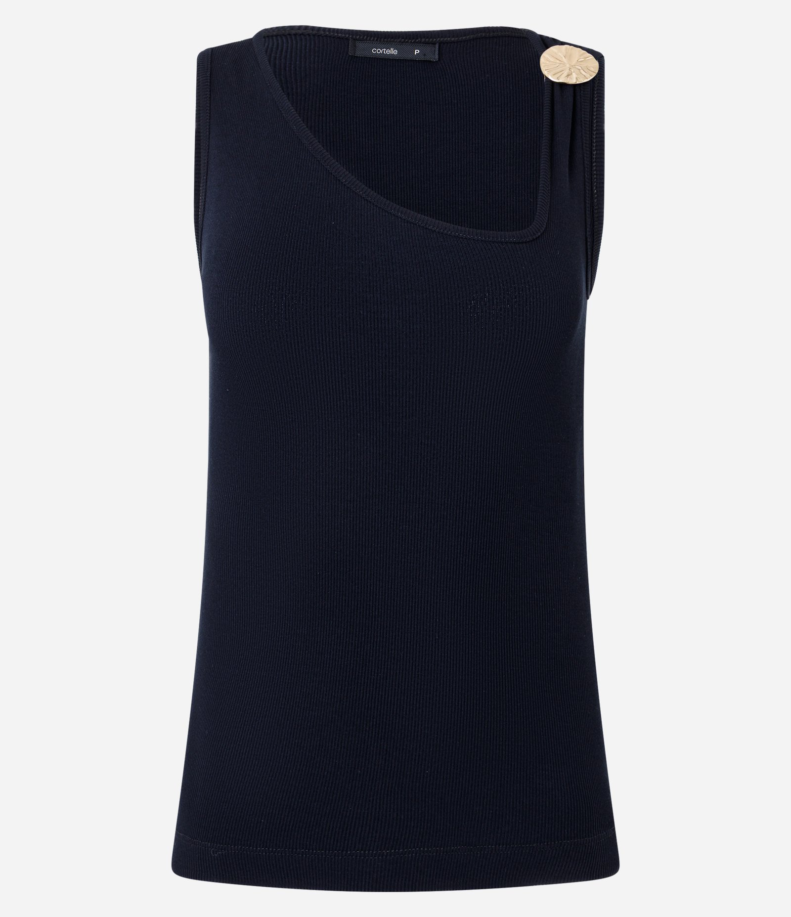 Blusa em Poalimida com Decote Assimétrico e Aviamento Preto 5