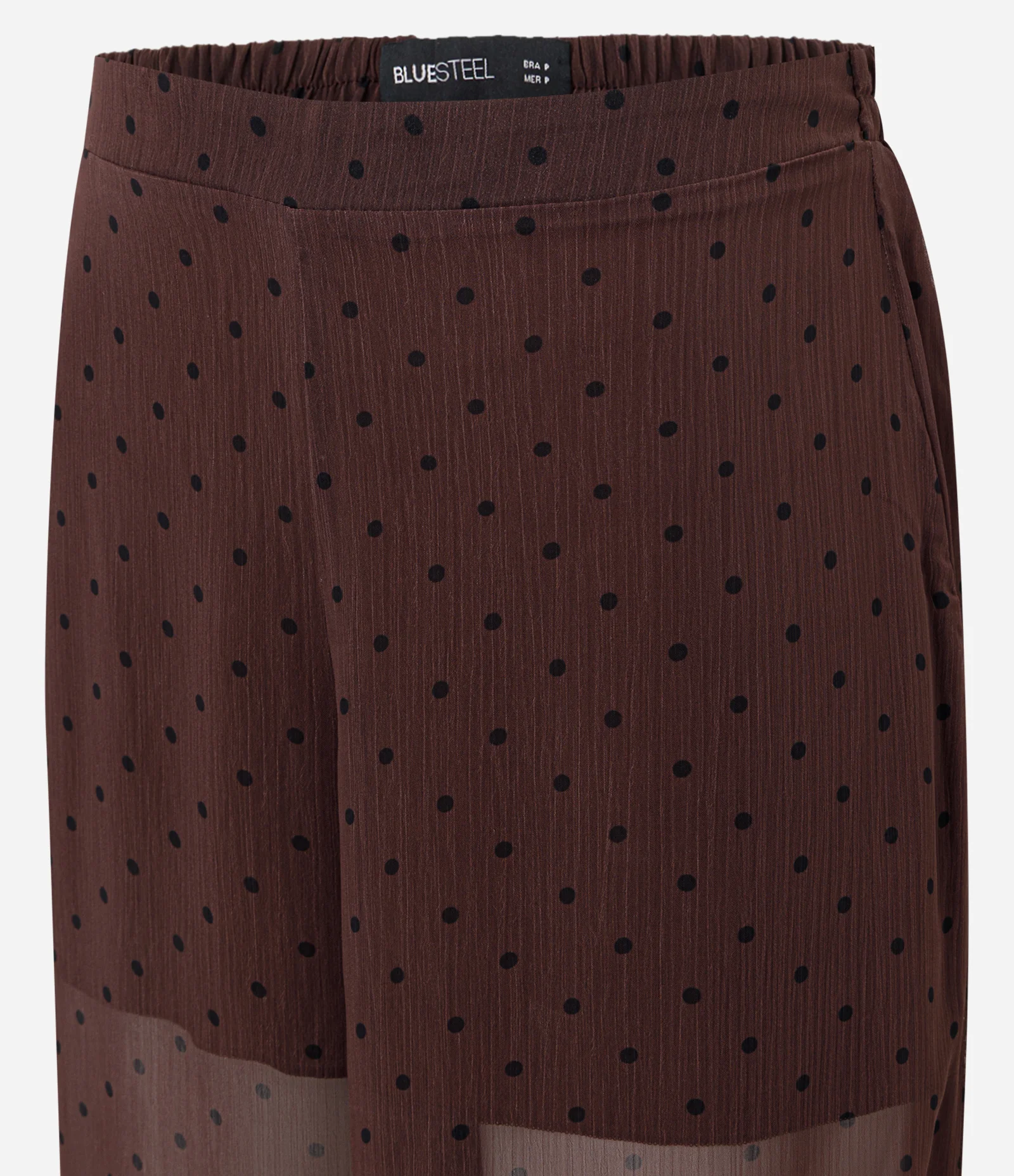 Calça Balloon em Chiffon com Estampa Poá e Transparência Marrom 2