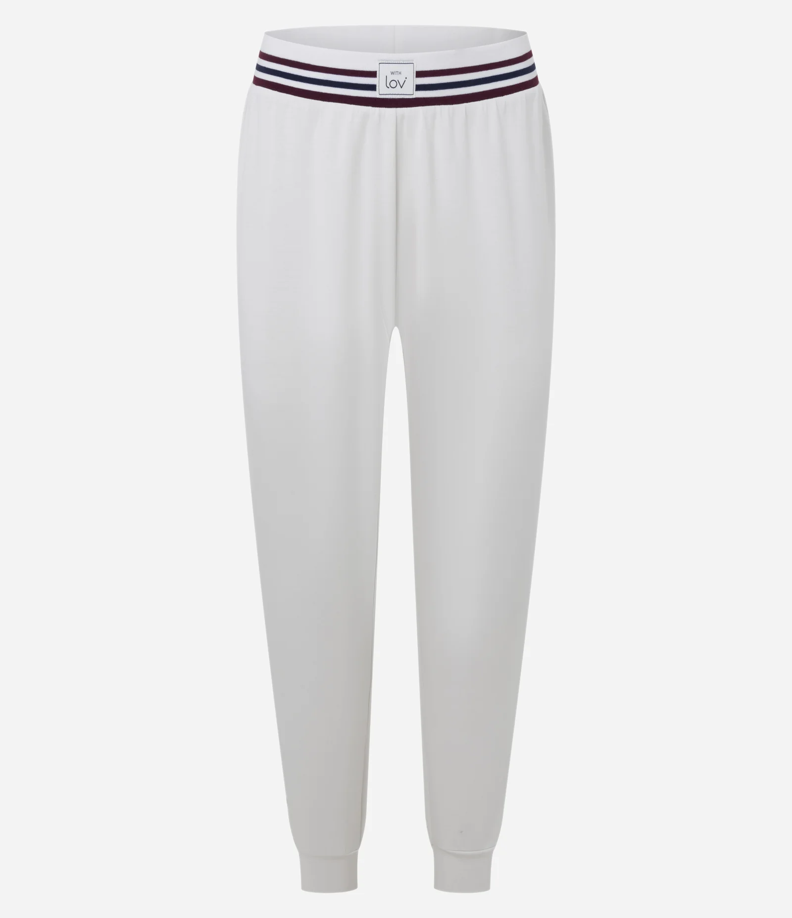 Pijama Longo em Microfibra com Listras Contrastantes Branco 1