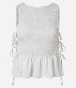 Blusa Peplum em Anarruga com Amarração Laterais