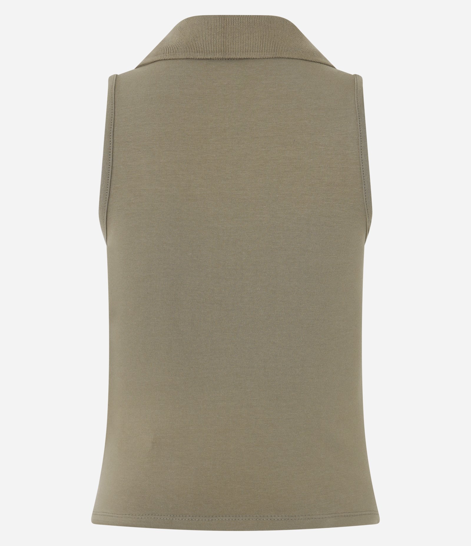 Blusa Polo em Decote V Sem Mangas Verde Oliva 3