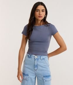 Blusa Manga Curta com Decote Canoa