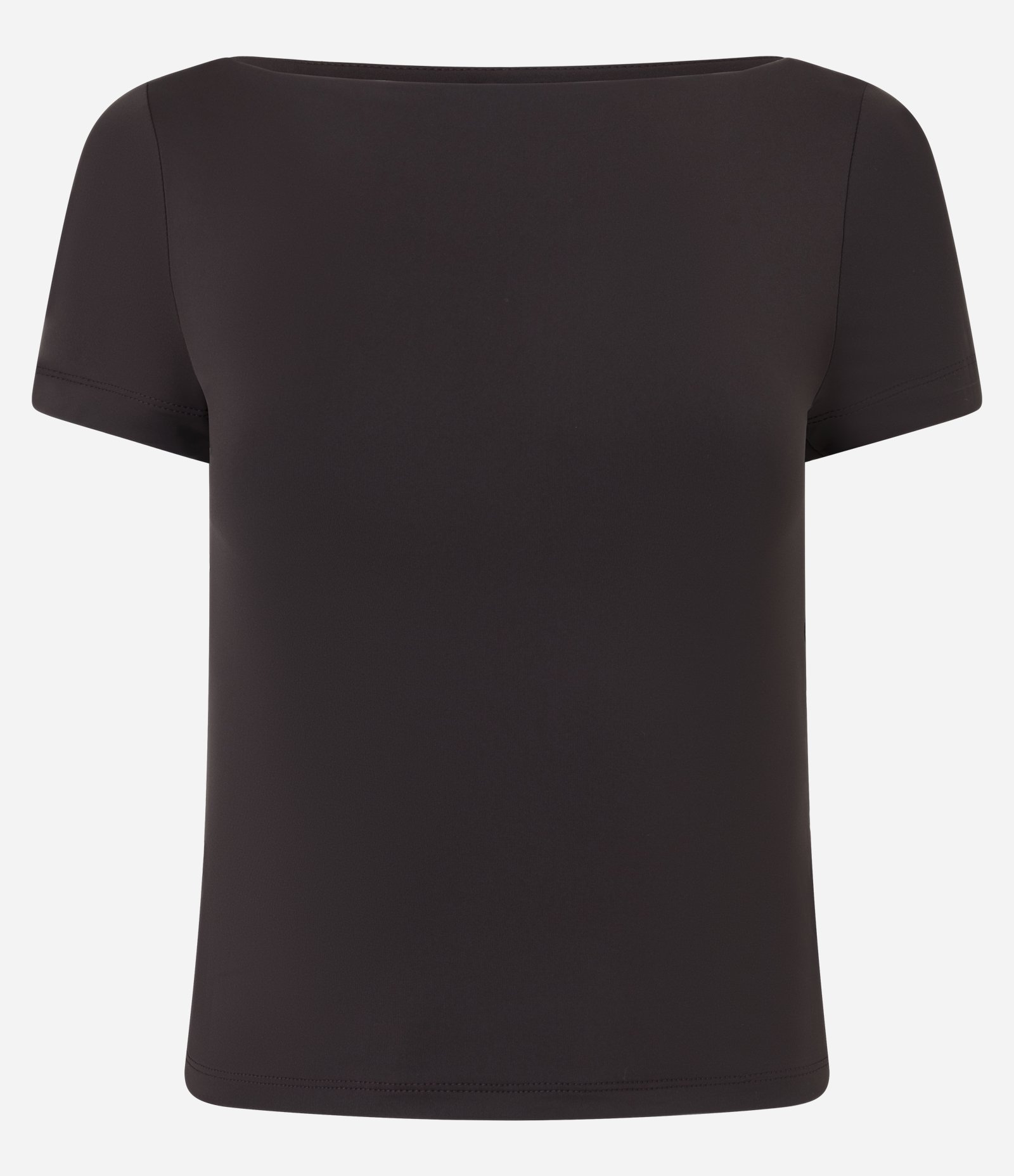 Blusa Manga Curta com Decote Canoa Marrom 1