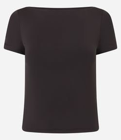 Blusa Manga Curta com Decote Canoa