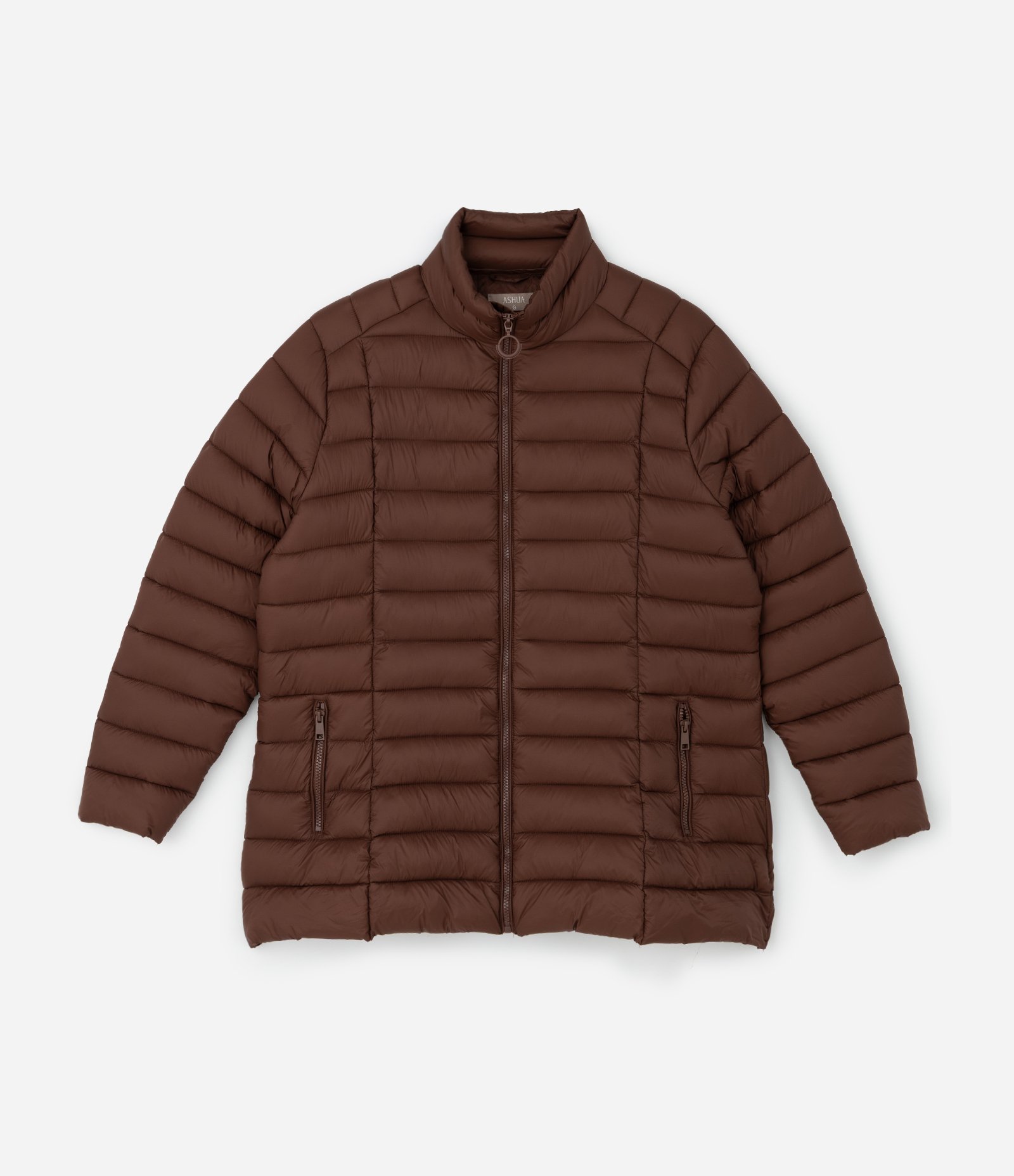 Jaqueta Puffer Ultralight Alongada em Poliamida Curve & Plus Size Marrom 5