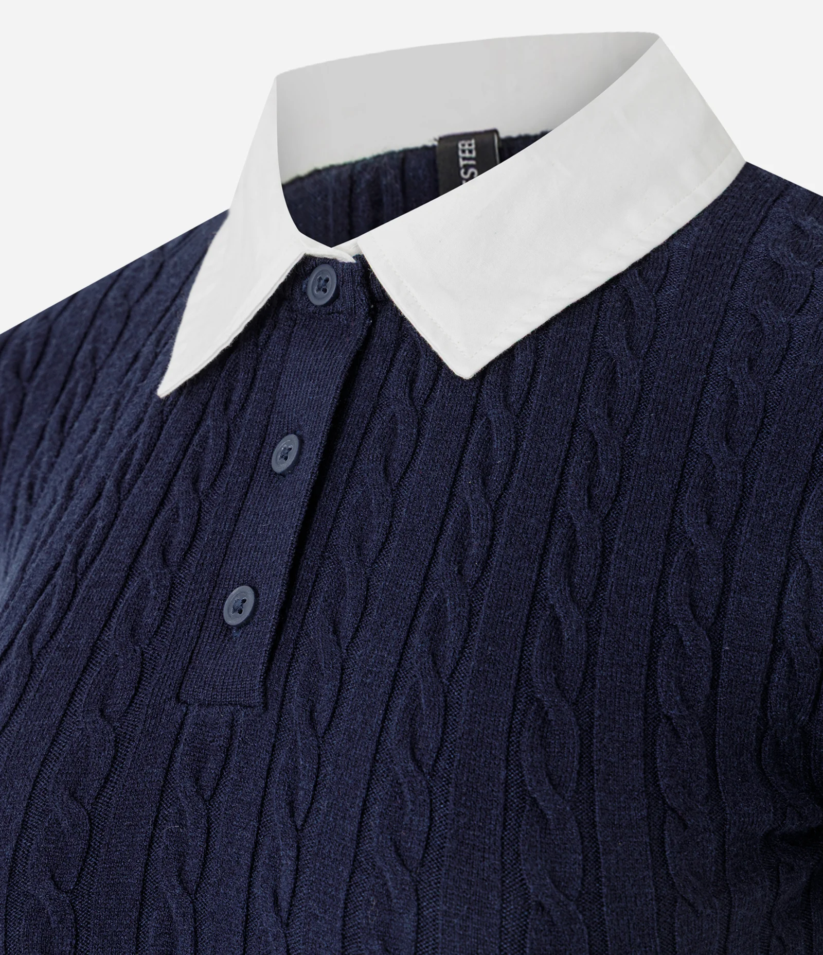 Vestido em Tricô com Textura e Gola Polo Azul 2