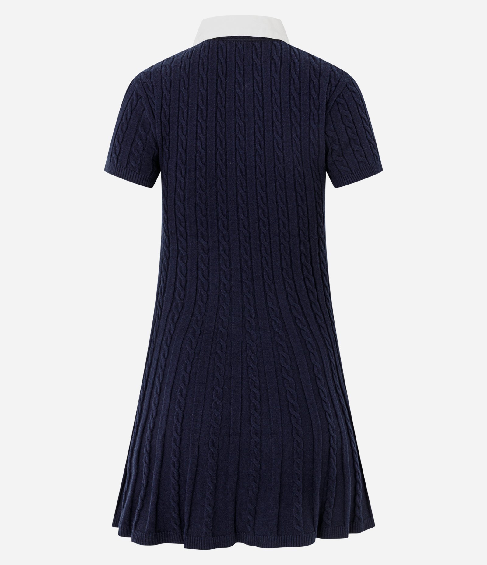 Vestido em Tricô com Textura e Gola Polo Azul 3