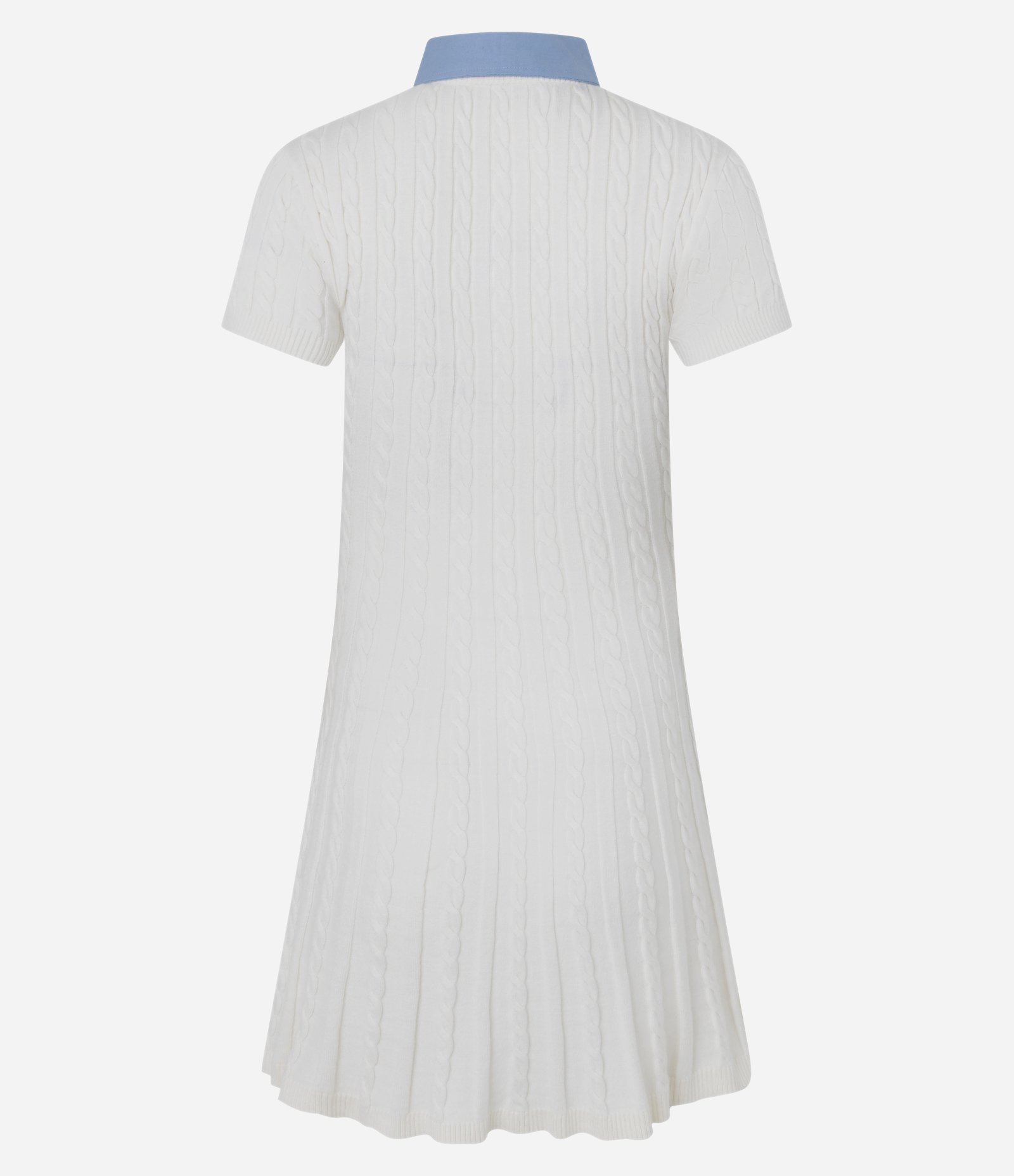 Vestido em Tricô com Textura e Gola Polo Branco 3