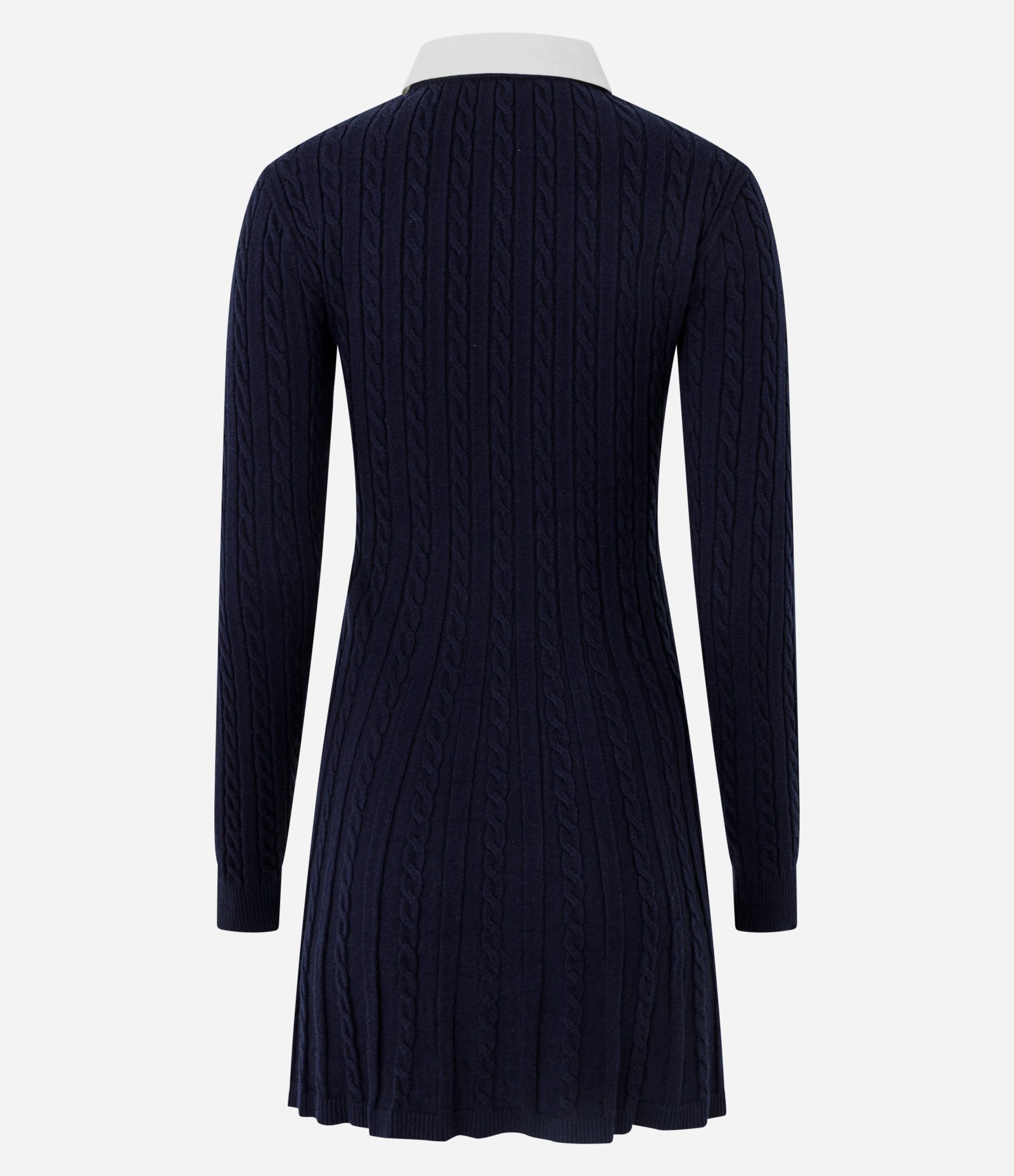 Vestido Manga Longa em Tricô com Textura e Gola Polo Azul 3