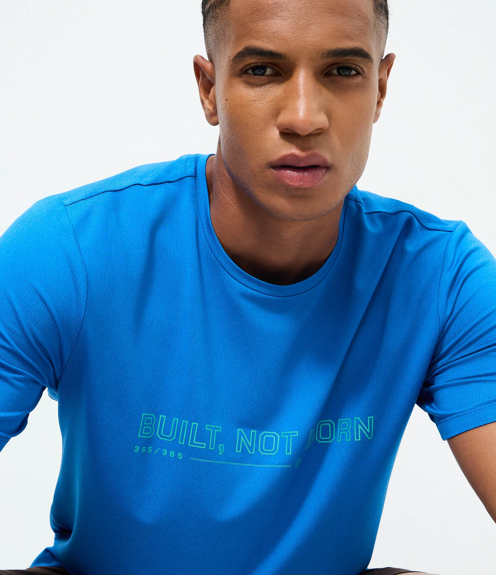 Camiseta Manga Curta Dry com Lettering Refletivo Azul 1