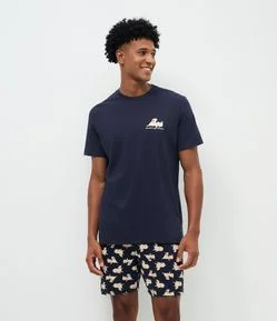 Pijama Curto em Algodão com Estampa de Cachorro