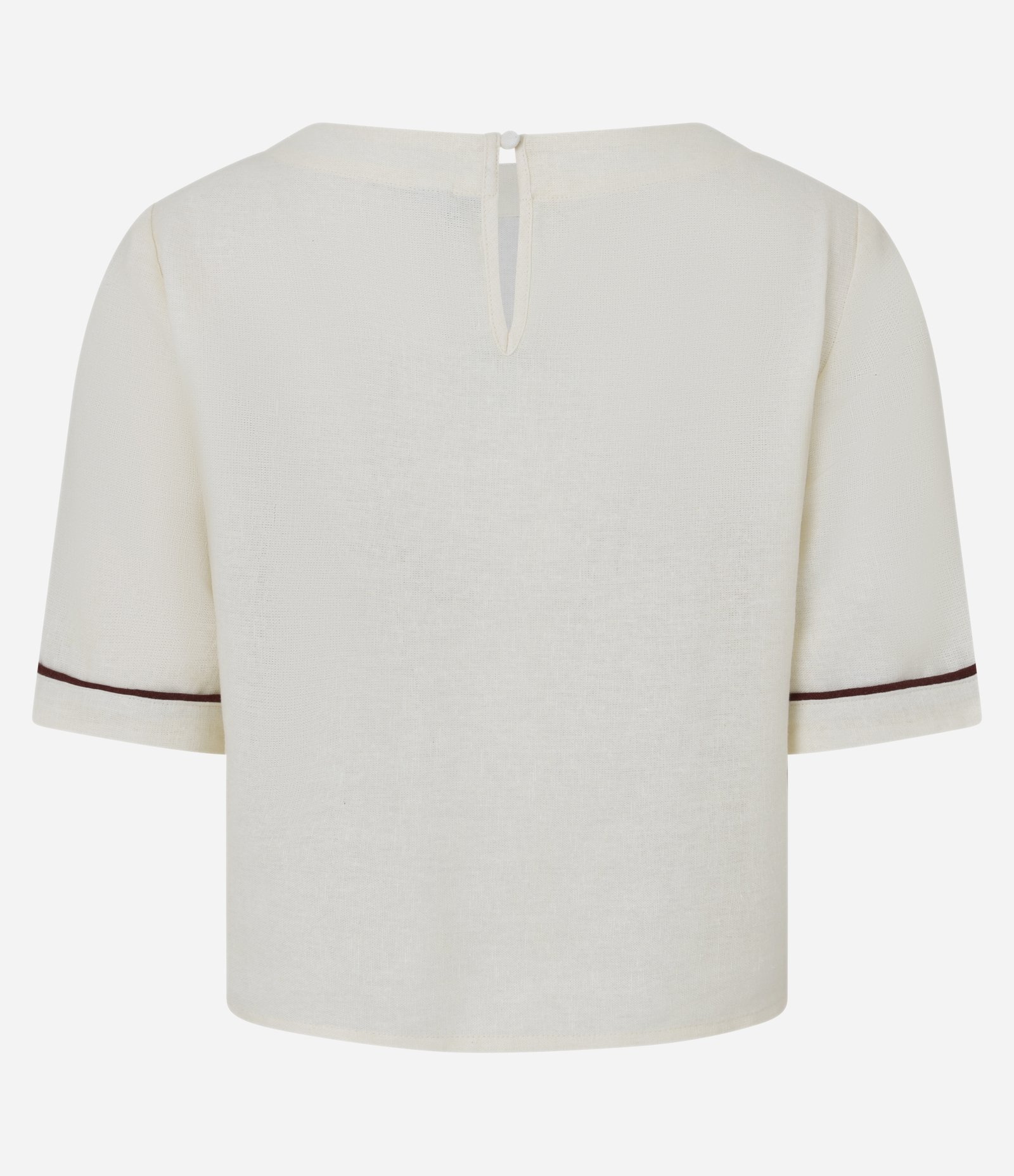 Blusa Curta em Viscolinho com Estampa Tropical Bege 3