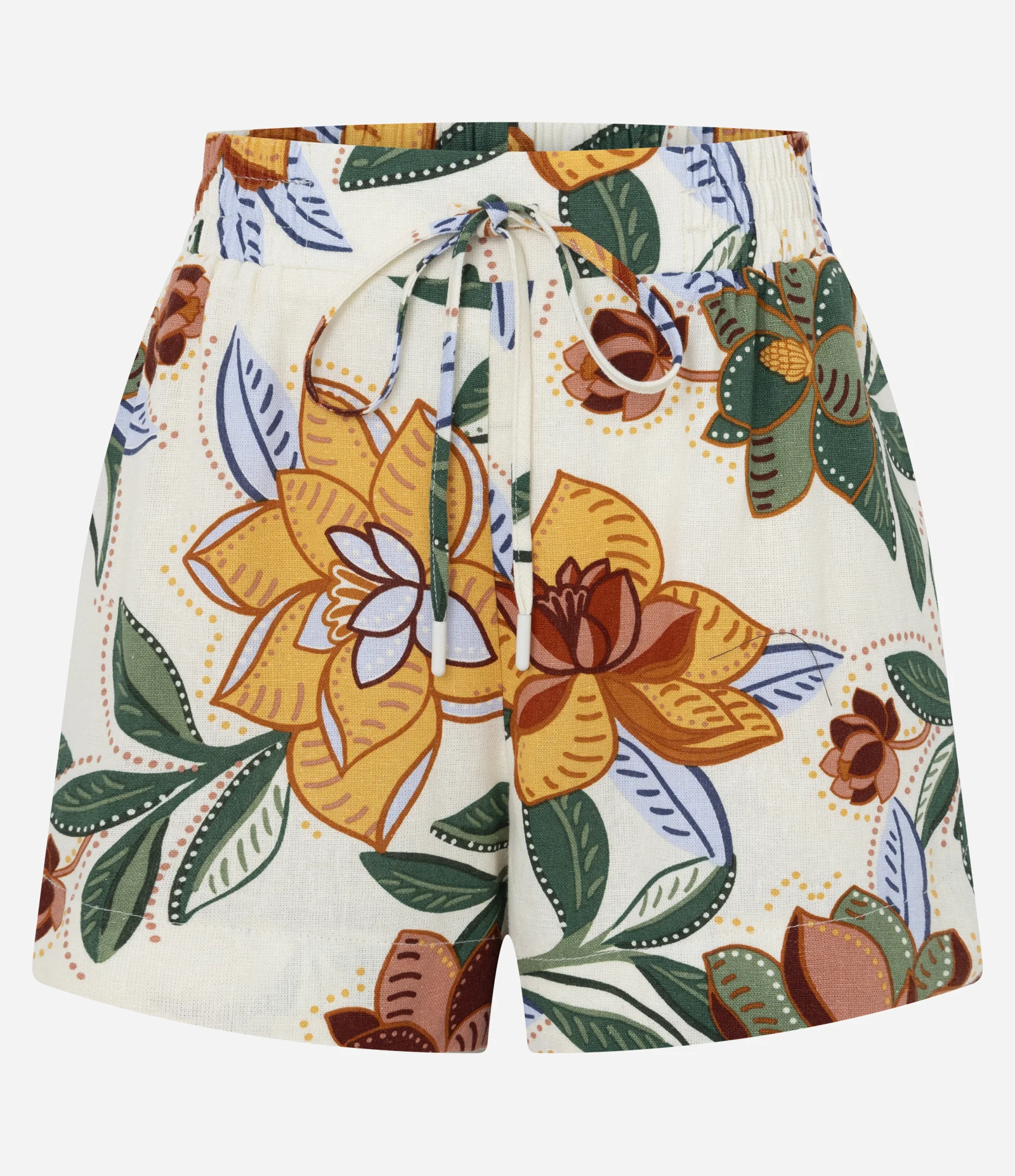 Short com Cós Elástico e Estampa Floral Off White 1
