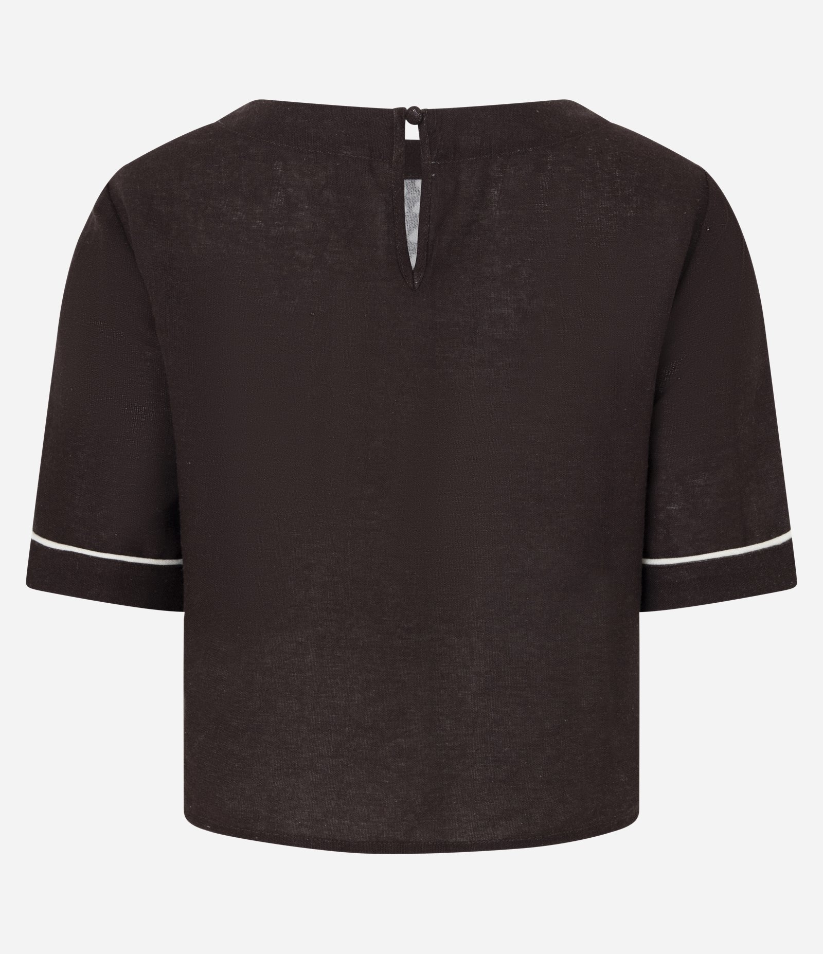 Blusa Curta em Viscolinho com Estampa de Coqueiros Marrom 3