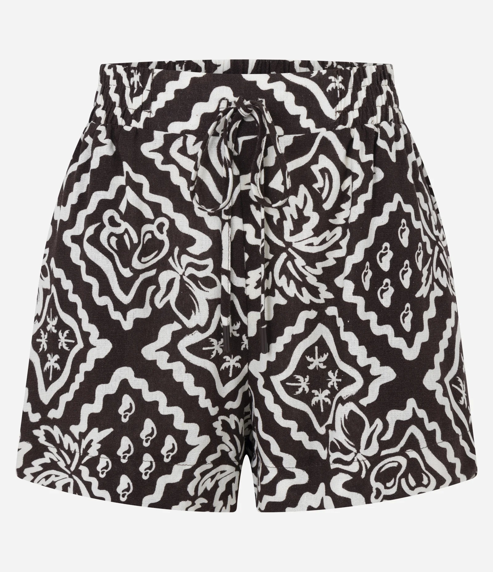 Short Runner com Cós Elástico e Estampa Floral Marrom 1