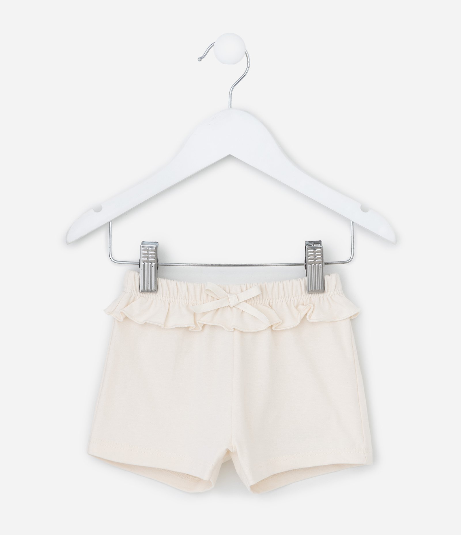 Bermuda Infantil em Algodão com Babadinho - Tam RN a 18 Meses Bege 1