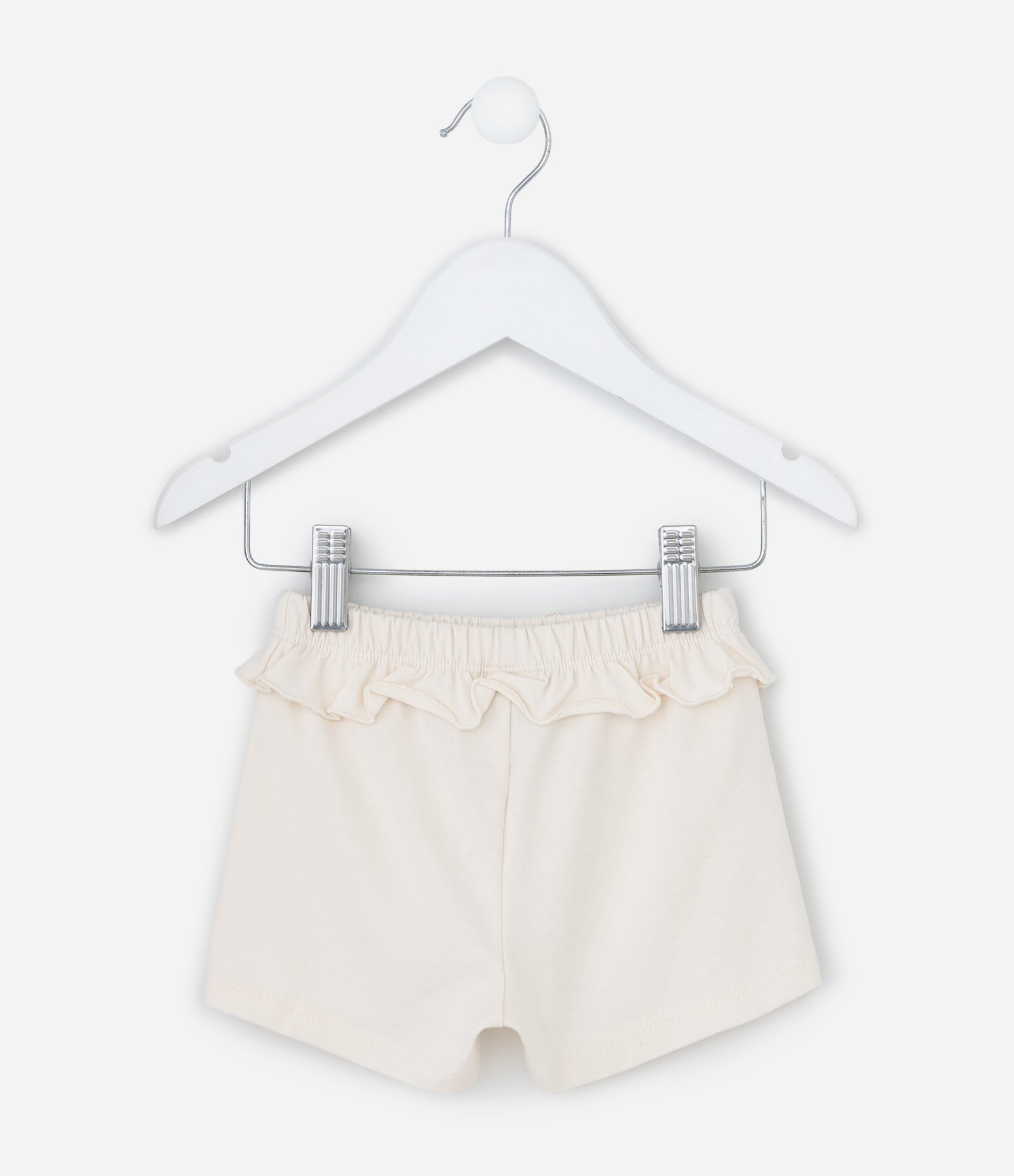Bermuda Infantil em Algodão com Babadinho - Tam RN a 18 Meses Bege 2