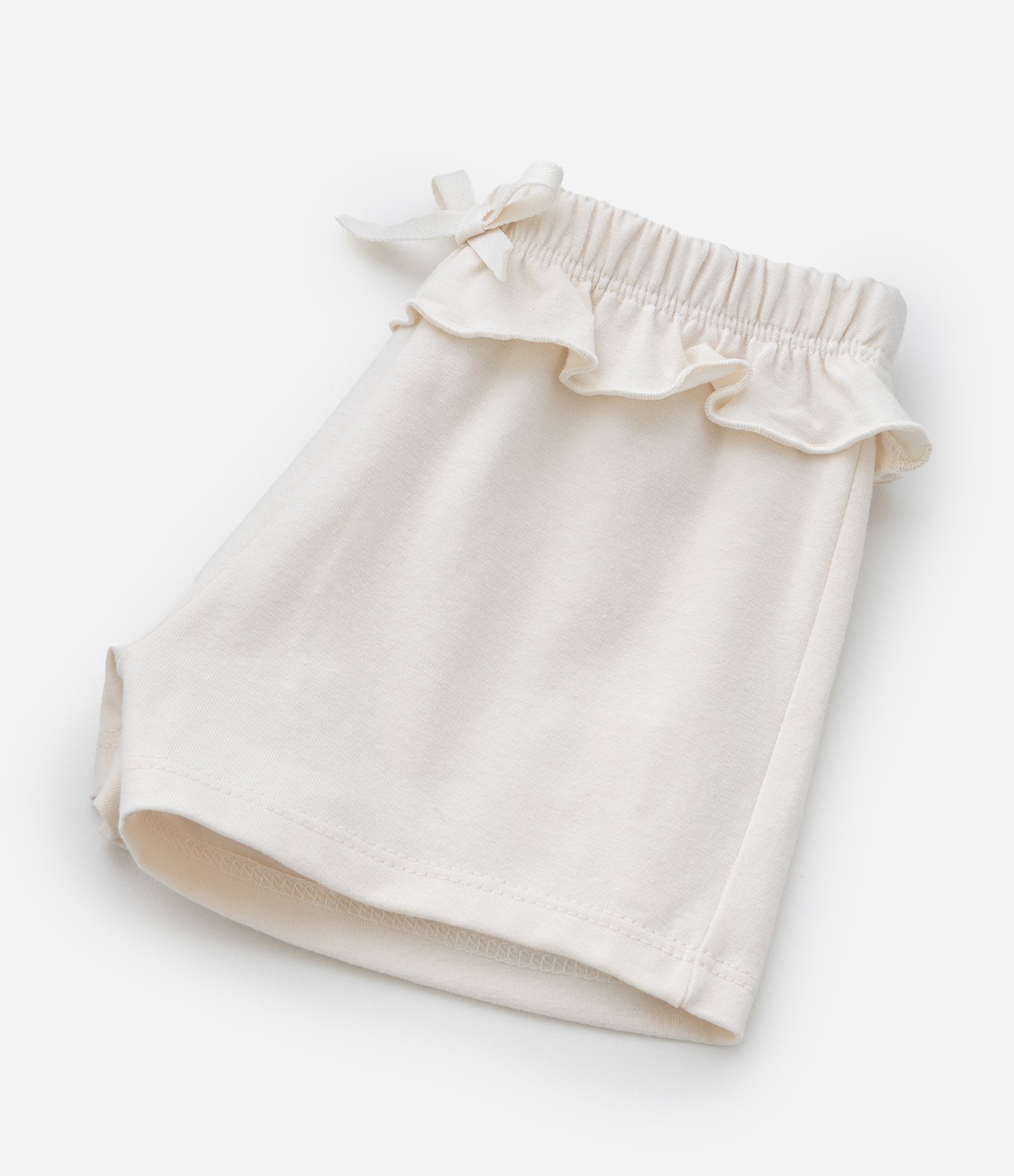 Bermuda Infantil em Algodão com Babadinho - Tam RN a 18 Meses Bege 4