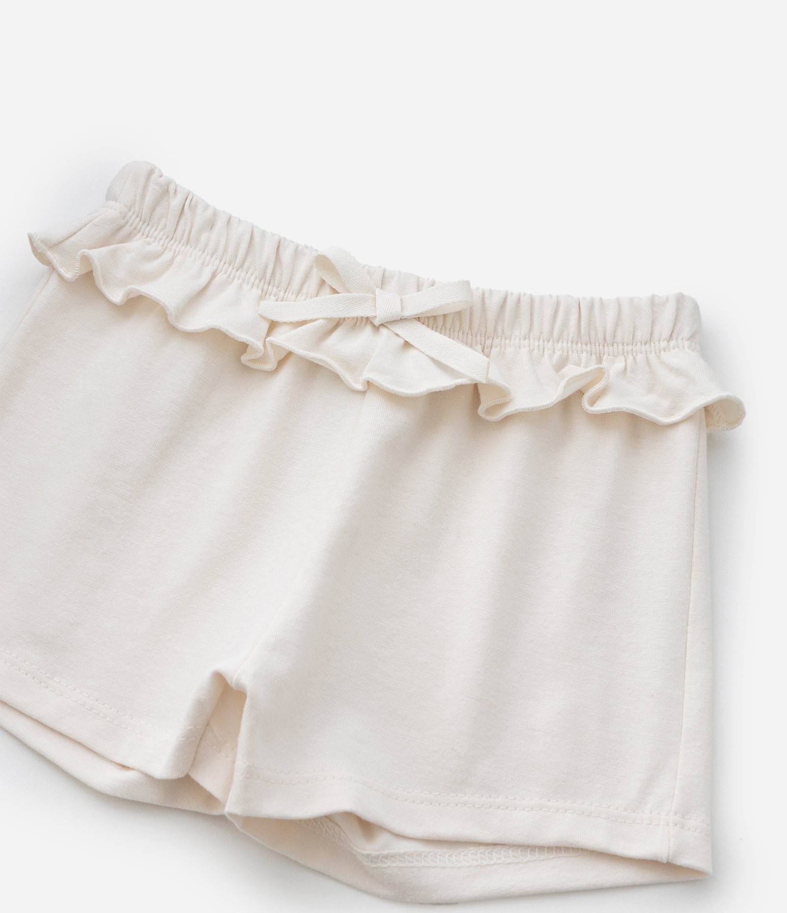 Bermuda Infantil em Algodão com Babadinho - Tam RN a 18 Meses Bege 5